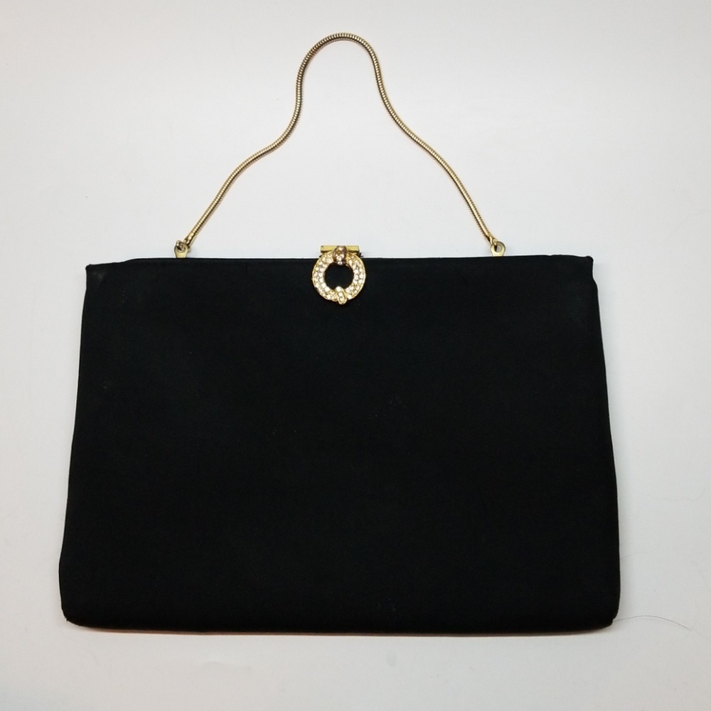 Black Vintage Jewel Accent HL Evening Handbag